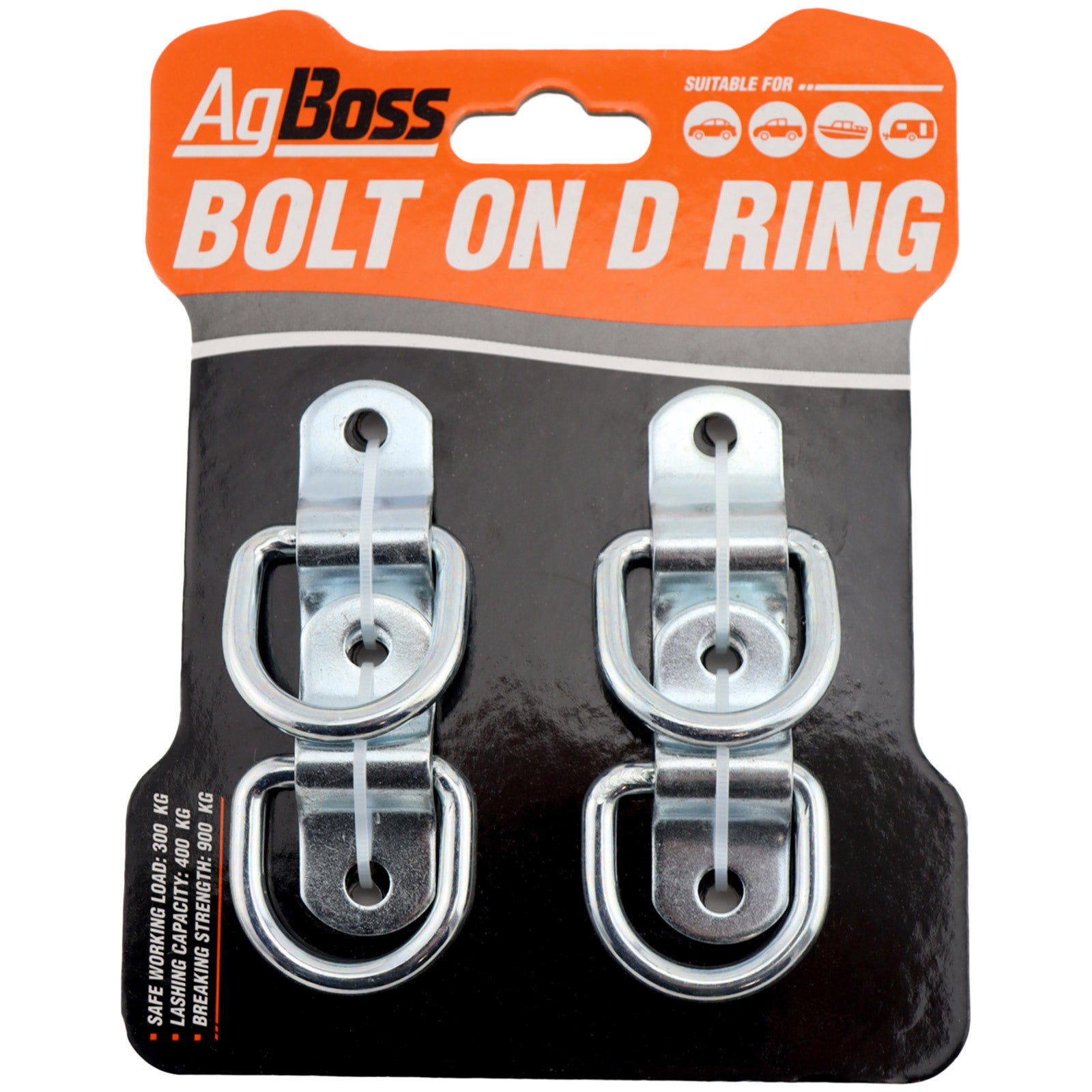 AgBoss 4 Pack Bolt On D Ring SWL 300kg