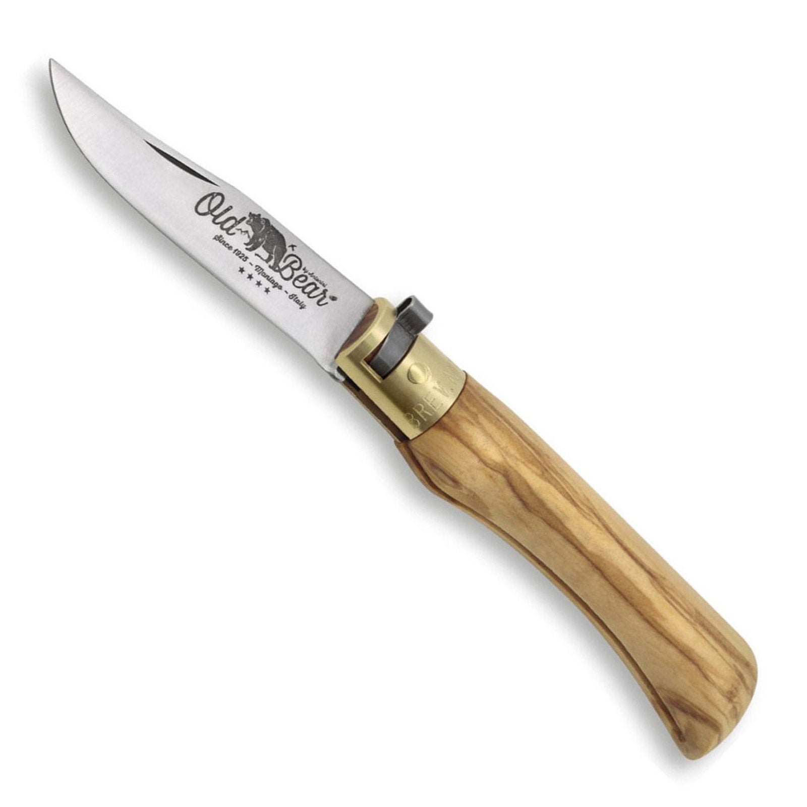 Antonini Old Bear S Lever Lock Folding Knife - Olive Wood - Stainless