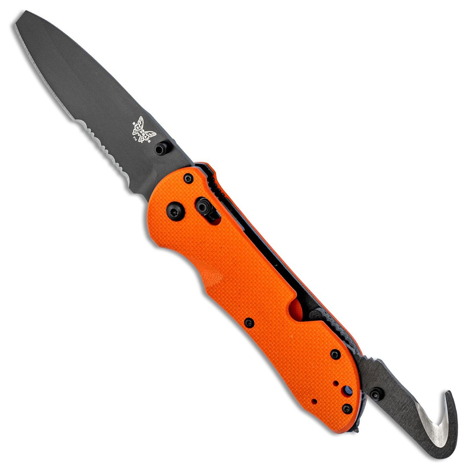 Benchmade Triage Serrated AXIS Lock Folding Knife with Hook - Orange / Black