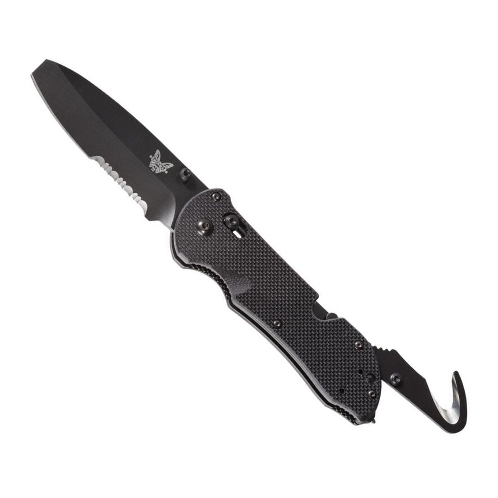 Benchmade Triage Serrated AXIS Lock Folding Knife with Hook - Black