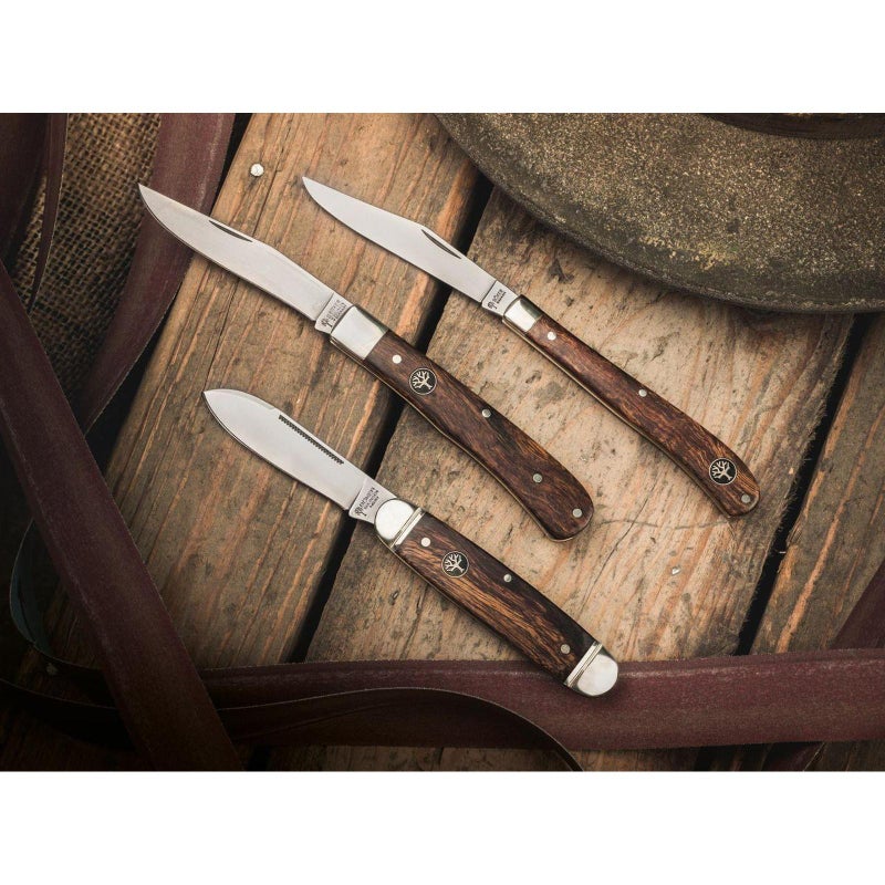Boker Solingen Folding Hunters Knife Classic Gold Desert Ironwood  Traditional Slip Joint Knife For Sale