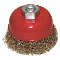 KC Tools M10 x 1.25mm Brass Coated Crimped Steel Wire Cup Brush