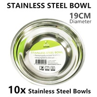10 x Stainless Steel Bowl 19CM Food Serving Mixing Salad Rice Soup Fruit Noodle