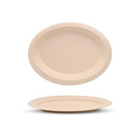 100x Disposable Paper Plates Large Oval Catering Party Serving Dinner Dessert