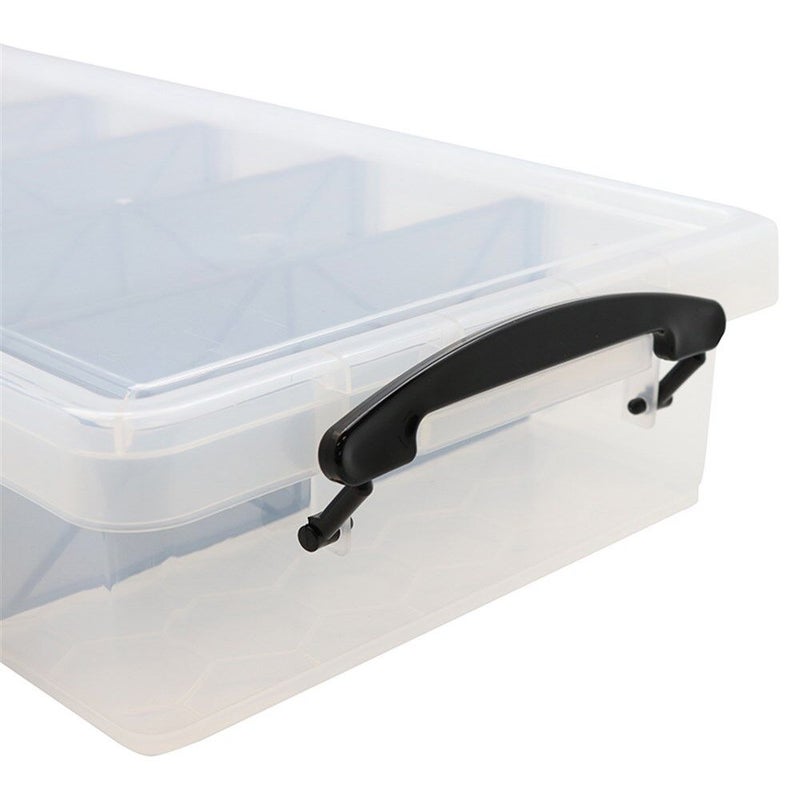 10L Clear Plastic Storage Box with Removable Dividers Containers Bin Tubs  dd