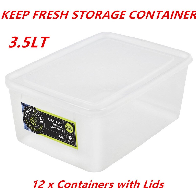 Buy 12 x 3.5L Rectangle Stackable Plastic Food Storage Container Box