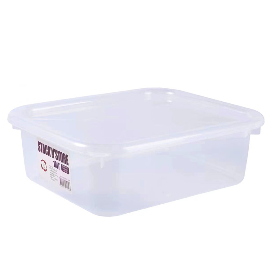 Buy 12x 10L Clear Plastic Storage Box Stackable Container Organizer ...