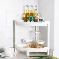 1x Stackable Corner Rack 2Tiers Kitchen Bathroom Shower Storage Stacking Plastic