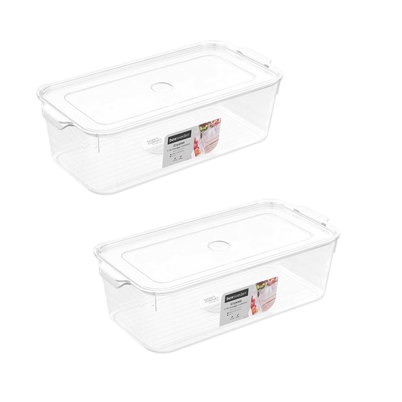 Buy 2 x Clear Plastic Storage Container With Lid Home Kitchen Pantry