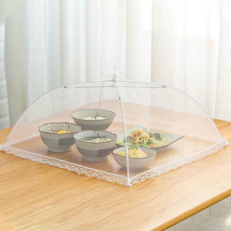 2 x Collapsible Food Cover Mesh Net 41cm Square Table Lid Anti Insect Fly Wasp