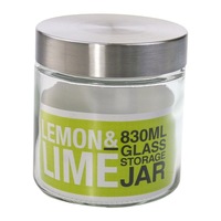 2 X Screw Top Storage Kitchen Glass Jars 830ML STAINLESS STEEL LID Cookie Jar