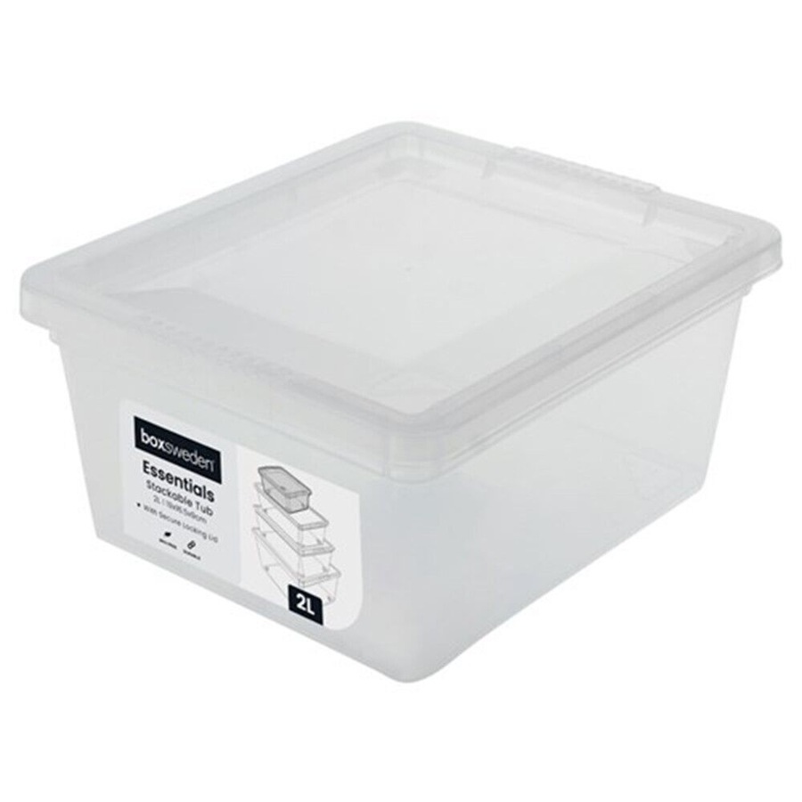 Buy 20 x 2L Stackable Clear Plastic Storage Tub Box W/Lid Container ...