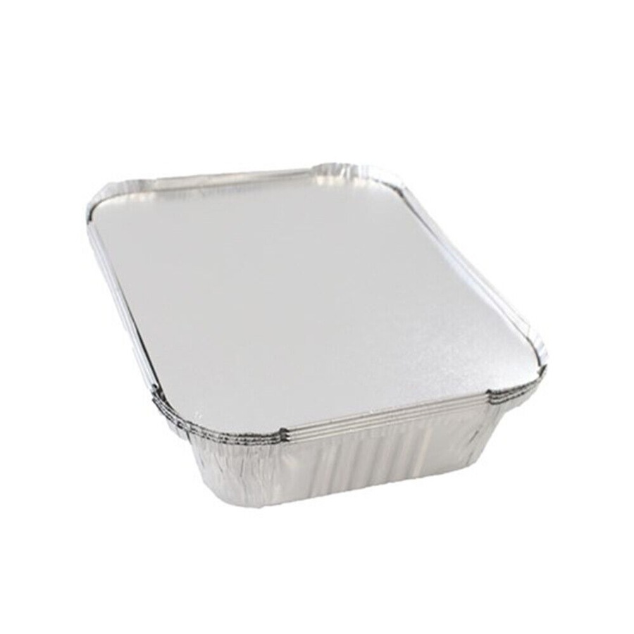 20 x Aluminium Foil Containers W/ Lid BBQ Party Baking Roasting Catering Tray