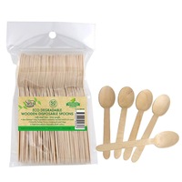 200x Biodegradable Wooden Spoon 16cm Disposable Meal Lunch Box Eco Cutlery Party