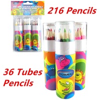 216 X MINI COLOURING PENCILS IN POLKA DOT DESIGN TUBE CASE BAG FILLER CRAFT d