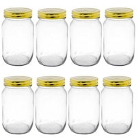 24 x Screw Top Premium Preserving Glass Jam Jar (500 ml)- Pattern on Seal Lid FW