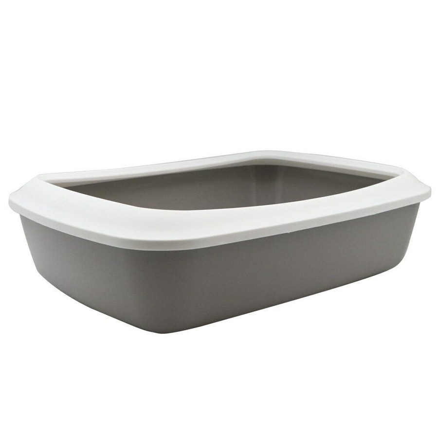 2x Cat Litter Trays Pan Toilet Box Container Kitten Pet Large Rim Cleaning Bin