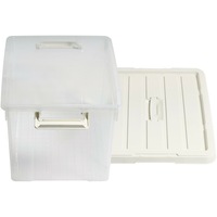 2x Heavy Duty Clip Lock Storage Box Container Plastic Tub Bin Organiser Large