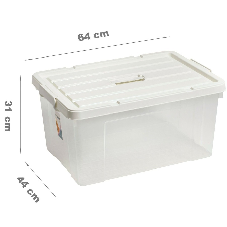 2x Heavy Duty Clip Lock Storage Box Container Plastic Tub Bin Organiser XL Large