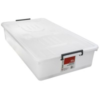 2x Underbed Heavy Duty Storage Containers Box 45L Large Plastic Wheeled Shoes