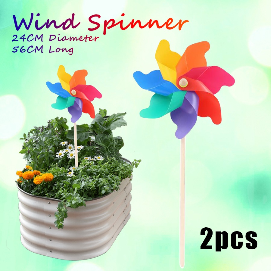 2x Wind Spinner 56cm Windmill Garden Pinwheel Kids Toy Window Home Decoration