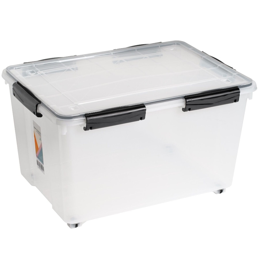 3 x 55L Airtight Roller Storage Box Lockable Plastic Organiser Container Tub Crate