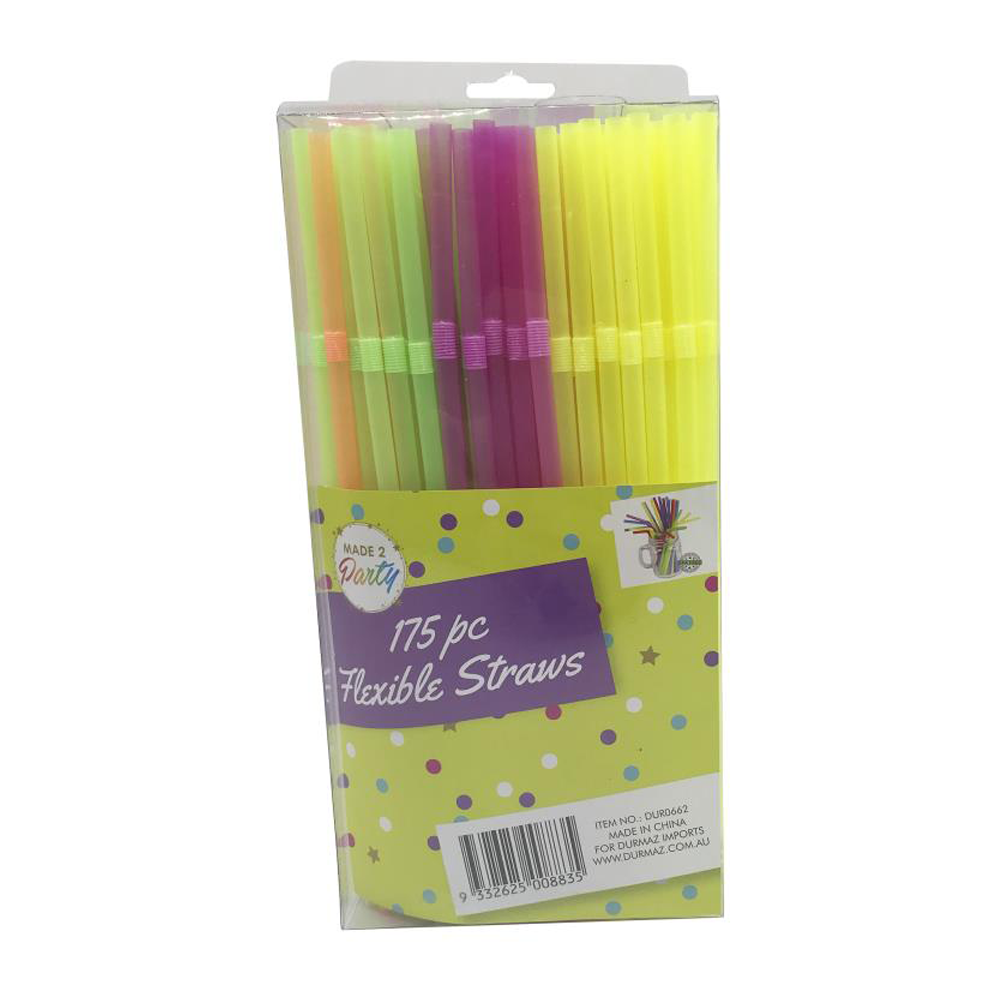 350pcs Colourful Flexible Drinking Straws Party Wedding Plastic Straw Juice 20cm