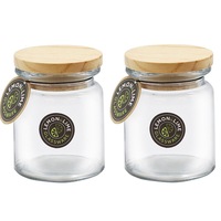 36 x 250ml Round Glass Jars Food Storage Jar Canister Container Wooden Lid Kitchen