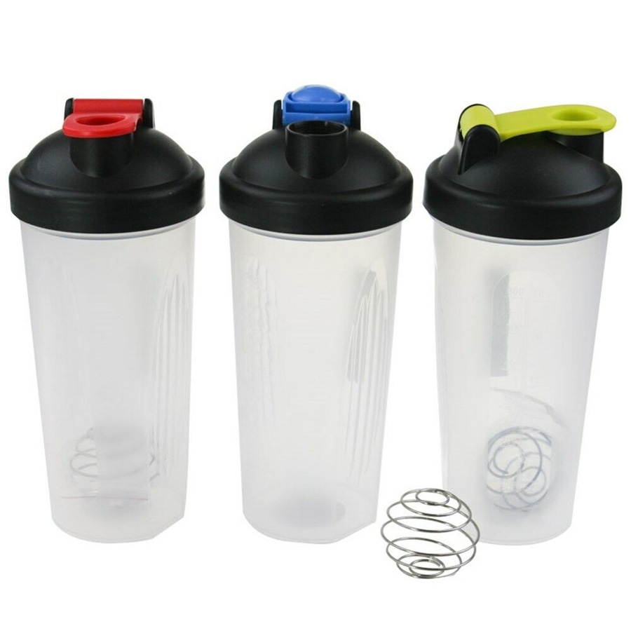 3x Protein Shaker Bottle 600ML Supplement Drink Shake Ball Gym Cup Mixing Mixer