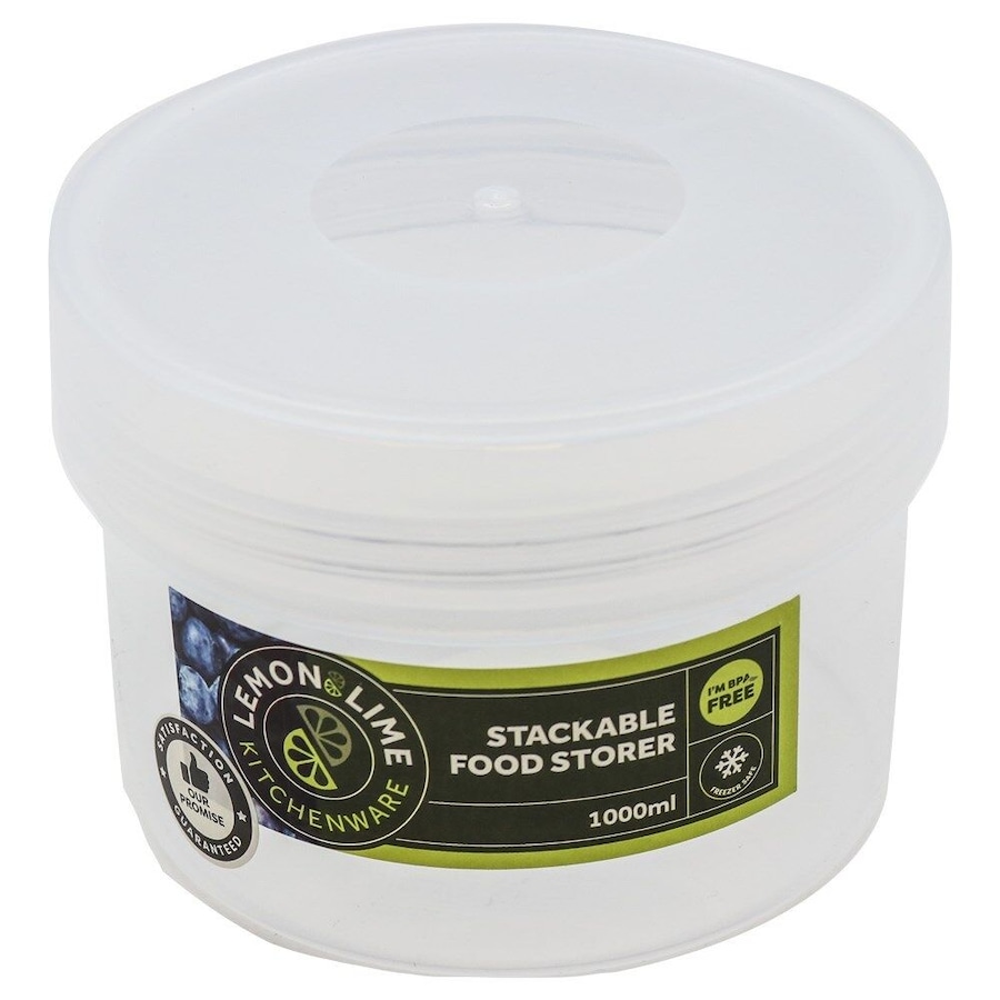 4 x 1000ML Short Screw Top Stack-able Plastic Food Storage Container Box Tubs Lid