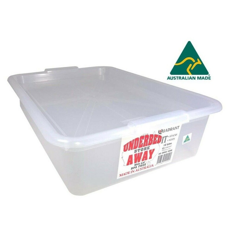 Buy 4 x 12L Clear Plastic Under bed Box w Lid Storage Containers Tubs