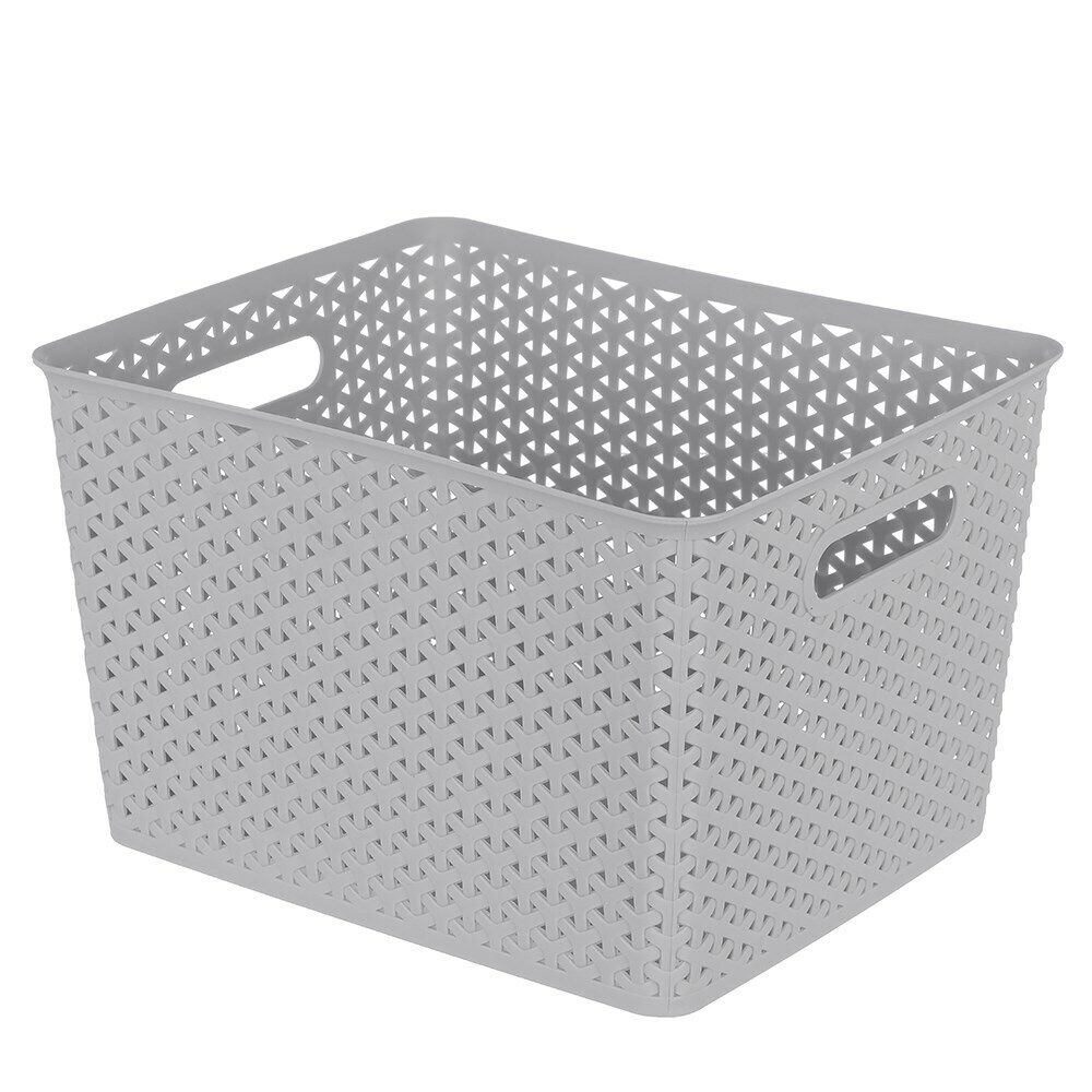 4x Large Wicker Organiser Basket 35x29CM Storage Container Tray Plastic Bag Bin