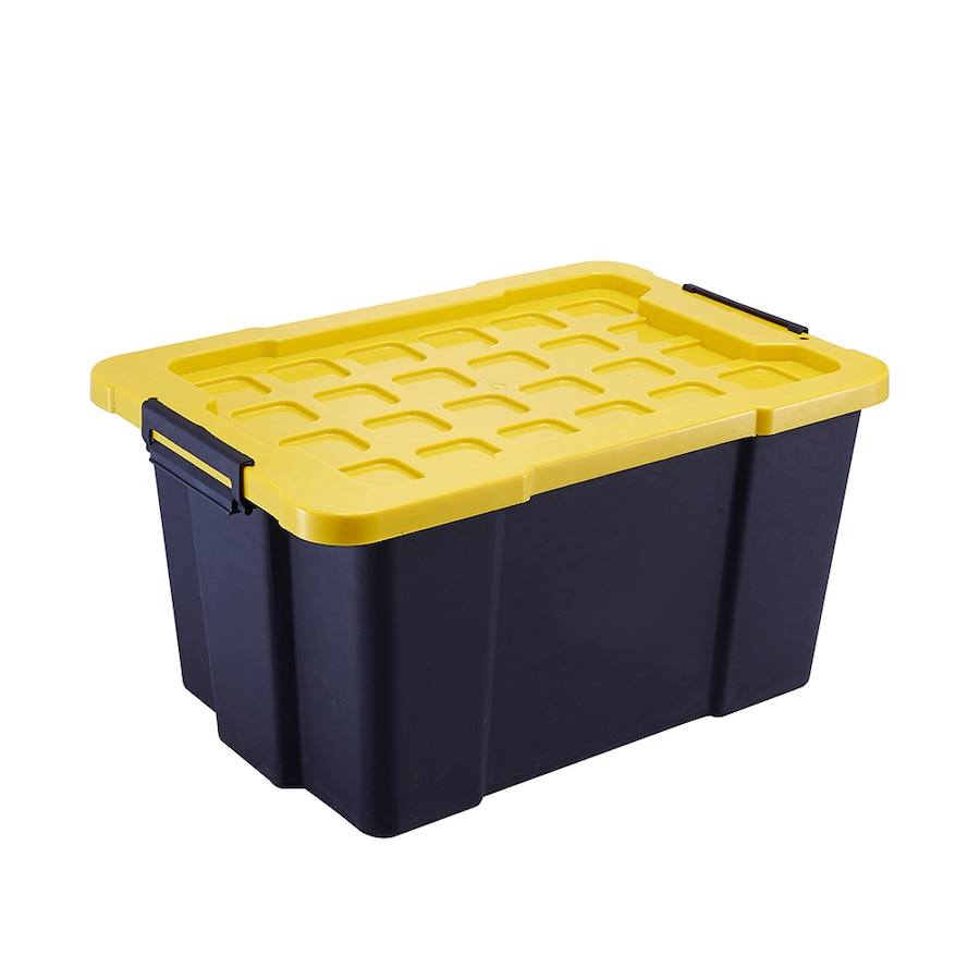 5 x K&A 60L Heavy Duty Plastic Storage Container Stackable Tub Tool Box Black