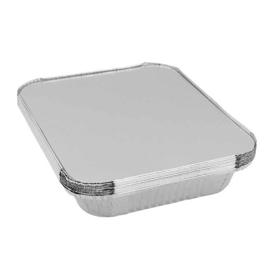 50 x Aluminum Foil Trays BBQ Disposable Roasting takeaway Oven Baking Containers Lids