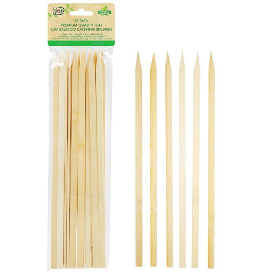 500 x Flat Bamboo Paddle Skewers Wooden Skewer Catering BBQ Kebab Sticks 30cm