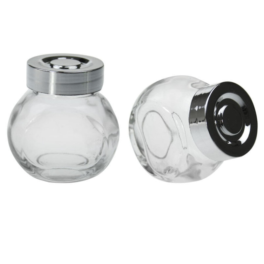 54 x MINI CLEAR GLASS SPICE JAR JARS WITH SILVER LIDS 50ML KITCHEN STORAGE PARTY