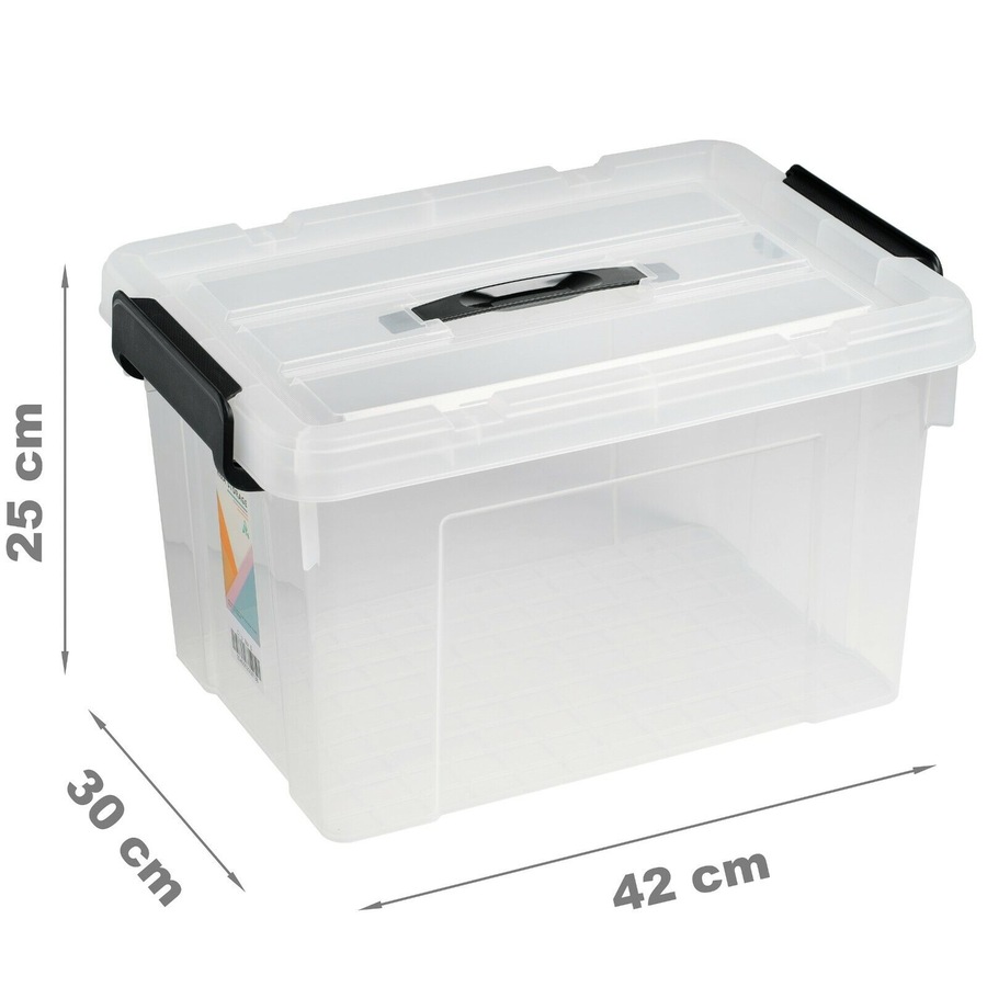 Buy 5x Clip Lock Storage Box Organiser 20L Plastic Container Bin Tub ...