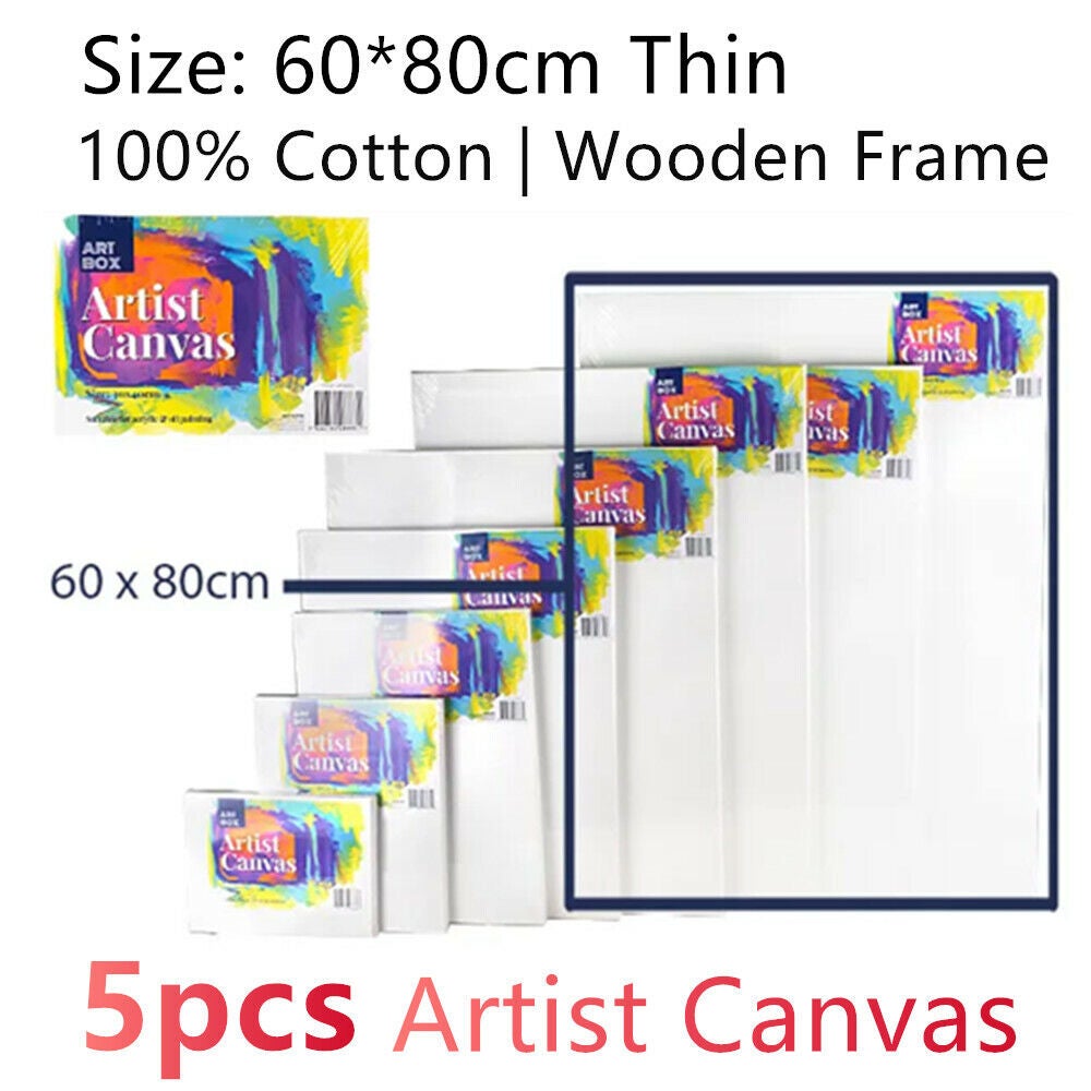5x Large Blank Painting Canvas 60x80cm Arts Artist White Oil Acrylic Stretched