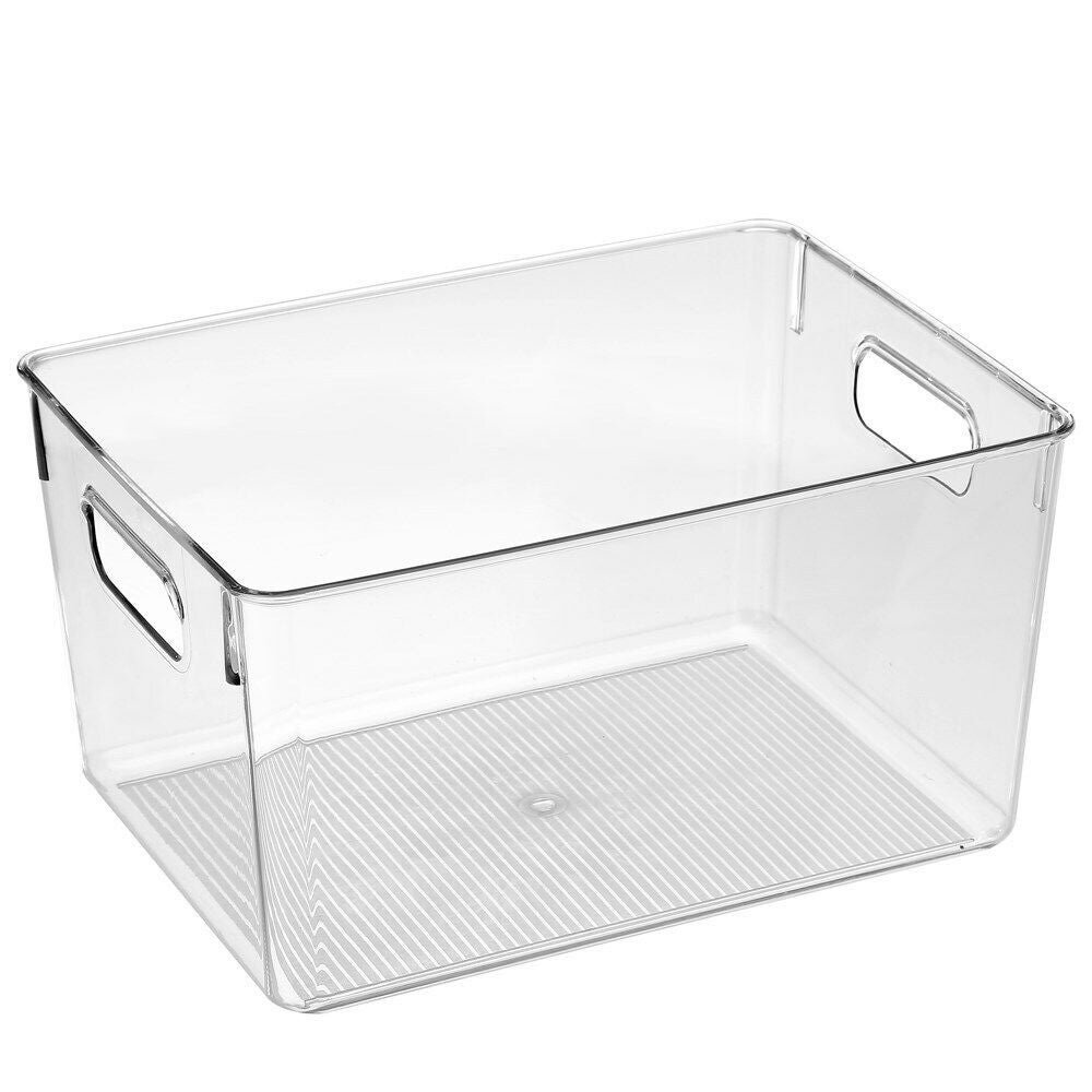 5x Large Clear Acrylic Storage Container Plastic Fridge Food Basket Bin Box Tray