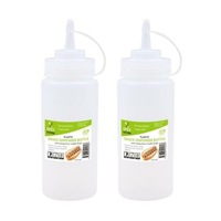 6 x PLASTIC SAUCE BOTTLE WHITE SQUEEZE BOTTLES 470ML CONDIMENT DISPENSER KITCHEN