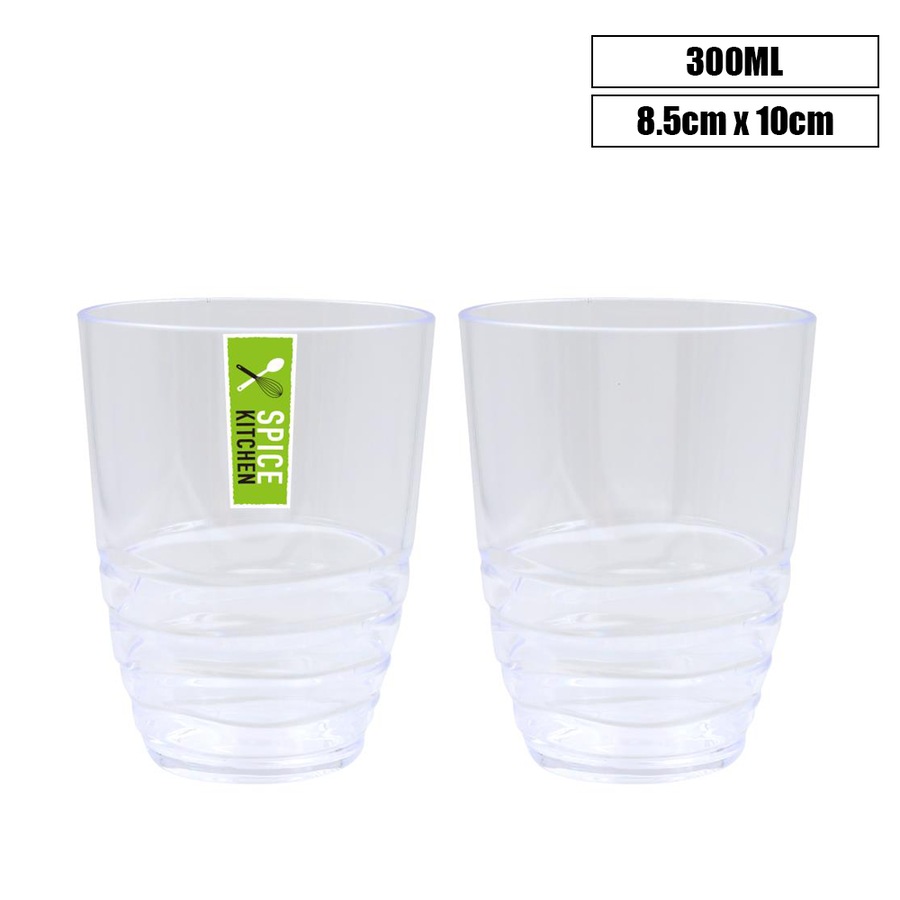 6PK 300ML Plastic Tumbler Drinking Cup Party Reusable Coffee Tea Drinkware Wave