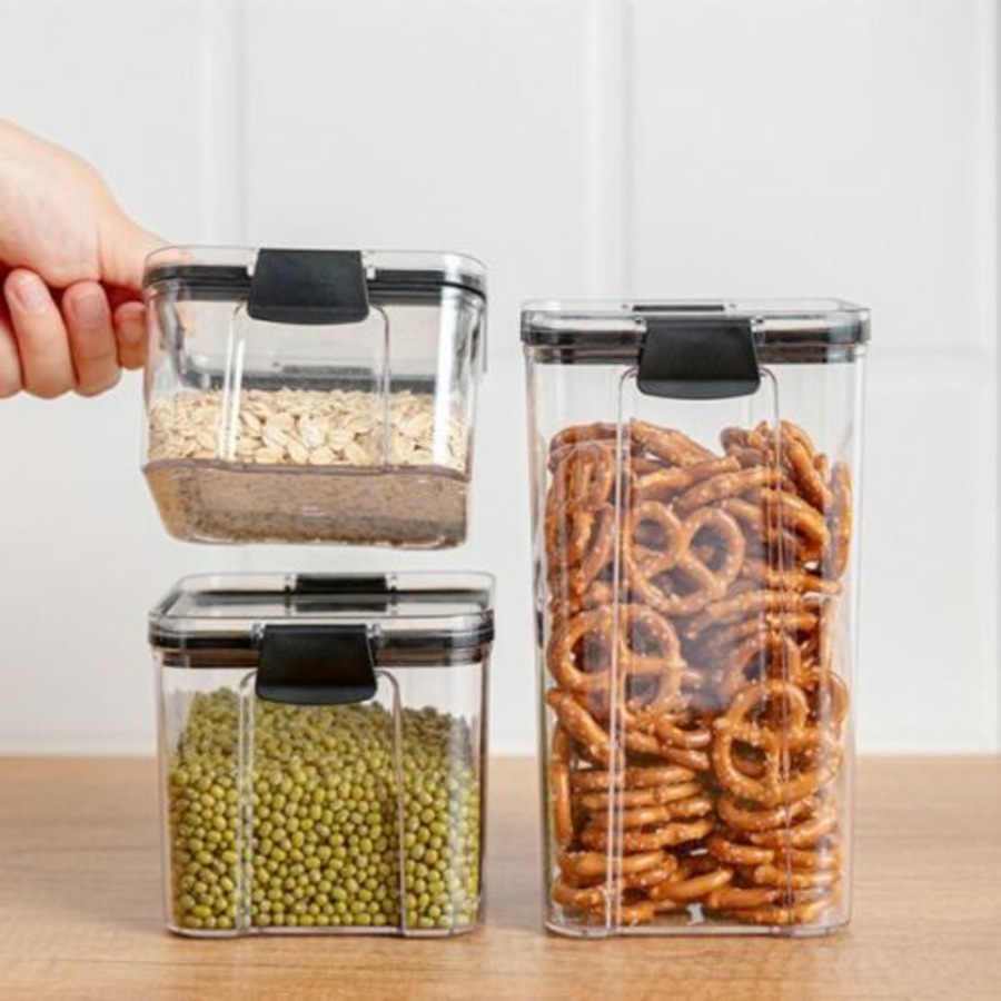 6x Clip Storage Box 1300ML Airtight Food Container Kitchen Cereal Organiser Jar