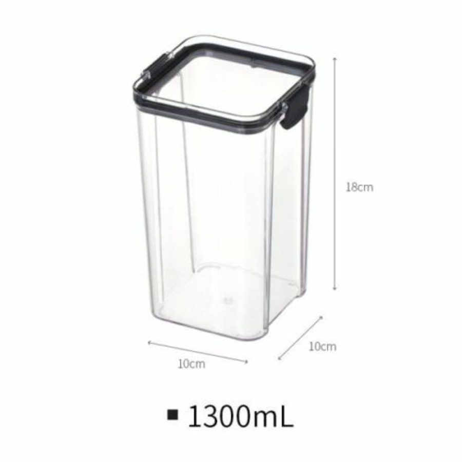 6x Clip Storage Box 1300ML Airtight Food Container Kitchen Cereal Organiser Jar