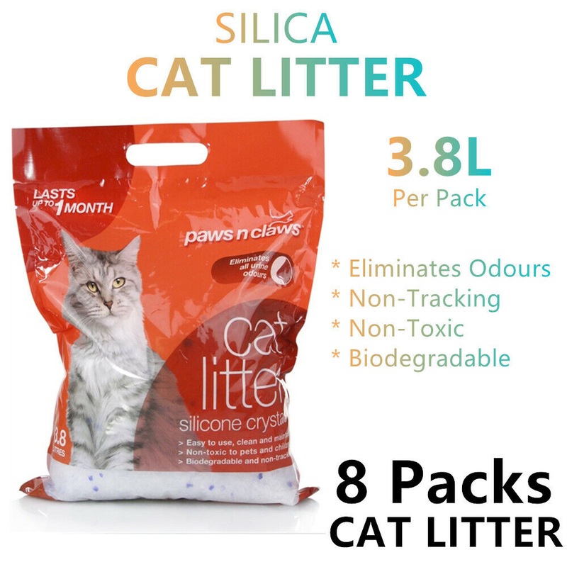 8x Silica Crystals Cat Litter 3.8L Cleaning Kitten Pet Toilet Box