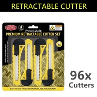 96x Retractable Box Cutter Steel Razor Blade Utility Craft Knife Cutting Tool