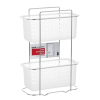 Bathroom 2-Tier Basket Rack Shower Kitchen Storage Tray Organiser Caddy Shelf