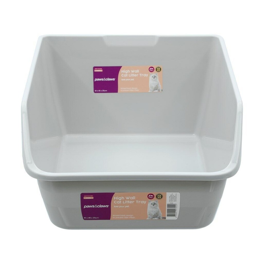 Deep Cat Litter Tray Large High Wall Pet Toilet Tray Raised Box Pan Kitty Indoor