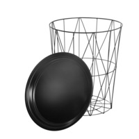 Metal Basket Round Tea Coffee Table Side Desk Bench Container Storage Bin 46cm