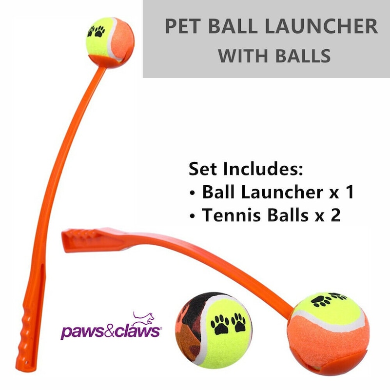 Buy Pet Ball Launcher w/ 2 Tennis Balls Thrower Dog Play Ball ...