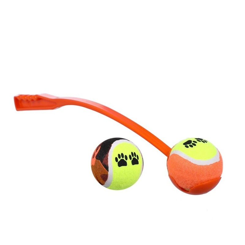 Buy Pet Ball Launcher w/ 2 Tennis Balls Thrower Dog Play Ball